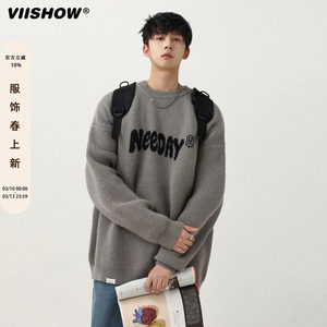 
VIISHOW American retro sweater men's autumn new fashion brand loose lazy sweater couple base layer