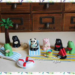 Japanese-Style Zakka Girly Japanese-Style Summer Fan Seaside Healing Animal Desktop Ornament Trendy Toy Five Pieces Free Shipping