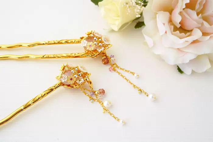 华妃 日本京都匠人纯手工簪子teftef清水坂琉璃馆步摇