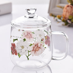 Korean High Borosilicate Heat-Resistant Glass Water Cup, Heat-Resistant and High-Temperature Resistant, Household Tea Cup with Handle, Breakfast Milk Cup, Coffee Cup