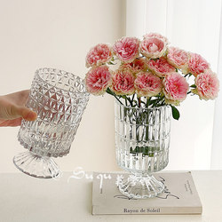 Glass Vase, Transparent, for Water Cultivation, Flower Arrangement, Roses, Tulips, Simple Modern Living Room Decoration, High-End French Style