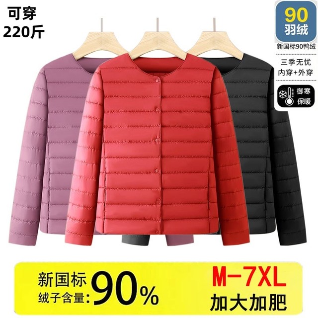 
Plus size plus size autumn and winter new women's light down jacket middle-aged and elderly mothers cotton coat lining grandma warm jacket