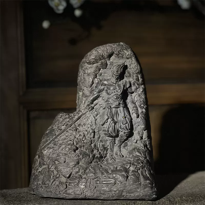 石像 石仏 禅意黒悟空置物 茶室 装飾品 事務室 机面 書立 室内外景観 工芸品 石像 石仏 禅意黒悟空置物 茶室 装飾品 事務室 机面 書立