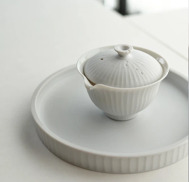 小林千惠日本名家茶器虫蚀白瓷手工盖碗茶杯精美木盒限定套装