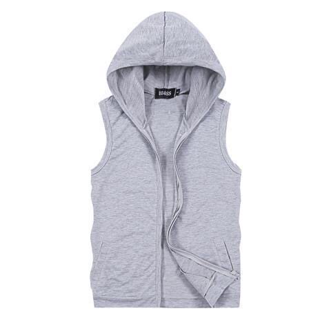 
Casual running zipper hoodie men's cardigan hooded vest men's pure cotton summer sleeveless t-shirt hooded sweatshirt trendy brand
