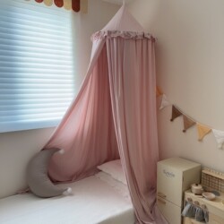 Nordic ins Style Bed Canopy for Children's Room Decoration, Pink Princess Room Dome Tent, Super Fairy-Like Blackout Bed Tent