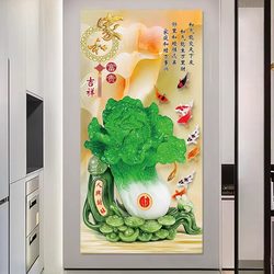 New Chinese-Style Entrance Hall Decorative Painting Self-Adhesive Living Room Corridor Wall Sticker 3D Stereo Wallpaper Landscape Painting