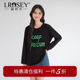 Lan Ruoshui Large size women's letters, printed loose tops, autumn new product fat MM casual bottoming shirts American T -shirt