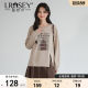 Lan Ruoshui large-size women's clothing design sense slit printed sweatshirt fat mm autumn new belly covering top