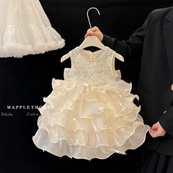 Girls' Dress Summer 2026 New Baby First Birthday Dress Kidsren's Princess Dress Classy Cake Dress