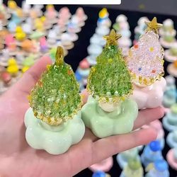 Jingdezhen Zuanzuan Zibo Glass Christmas Tree Ornament Ceramic Rotating Home Desktop Decoration Christmas Gift