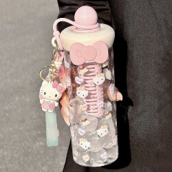 Cute Water Bottle for Girls, New Kt Cat Design, High Appearance Value, Portable, Large Capacity, Fruit Tea Water Separation, Travel Straw Cup for Summer