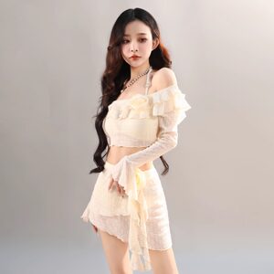 
Flower house girl swimsuit women high-end split skirt sexy bikini hot spring vacation one-shoulder swimsuit