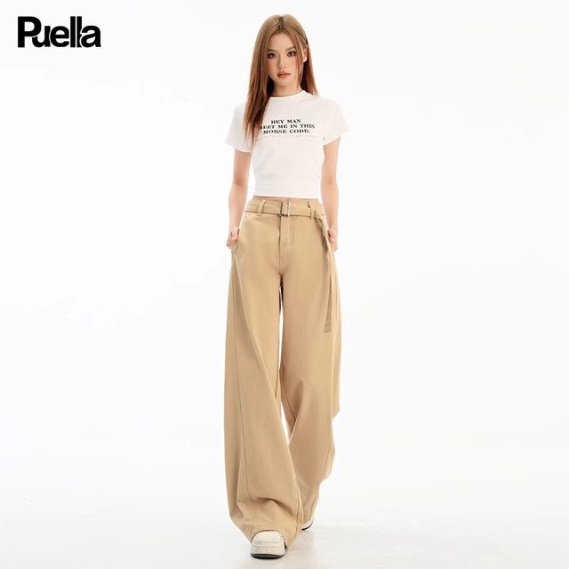 La Chapelle Puella American versatile wide-leg jeans for women 2025 new summer loose slim floor pants