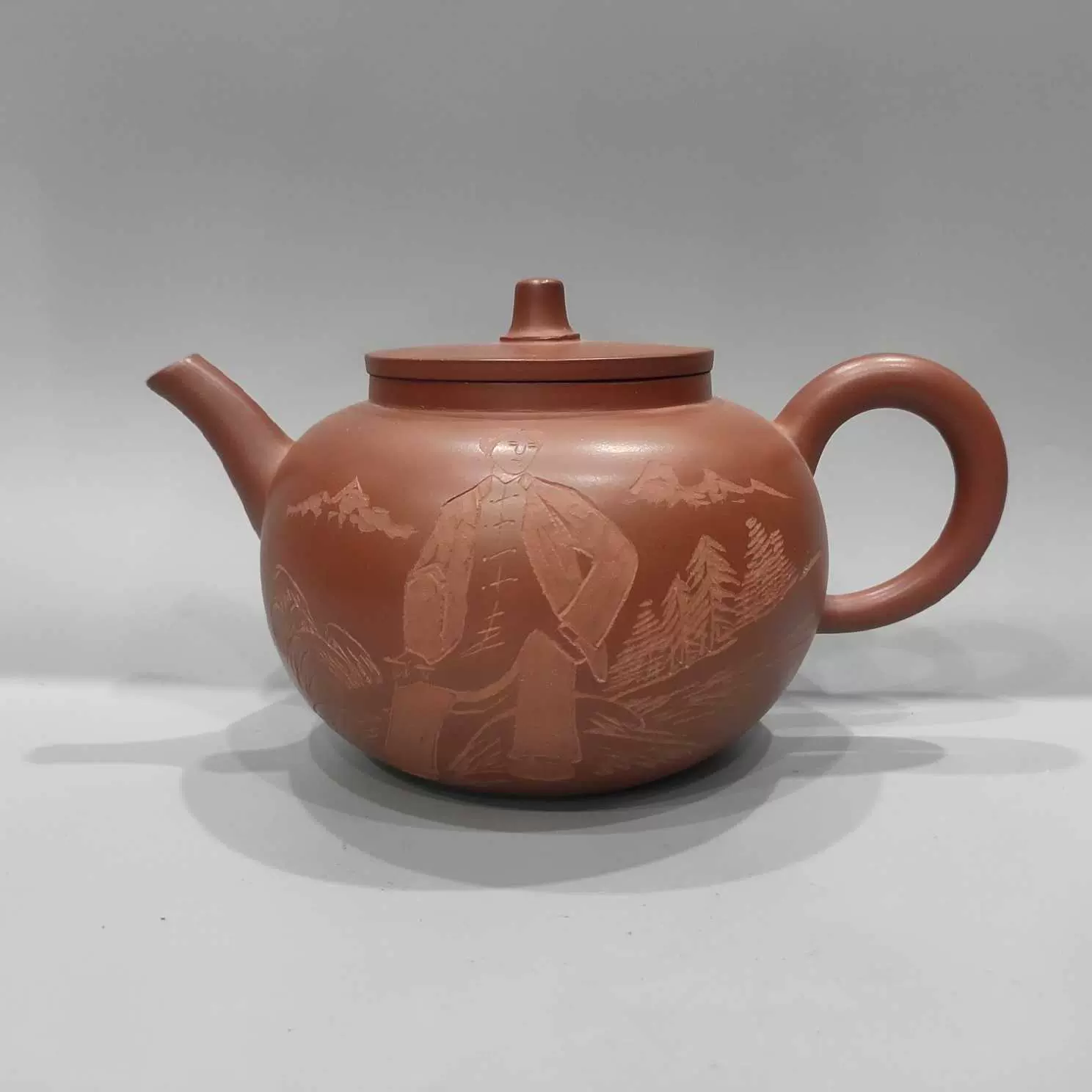 旧蔵出 底槽清 松竹梅紫砂壺 底款：何道洪 中国古美術 宜興 朱泥 急須 茶壺