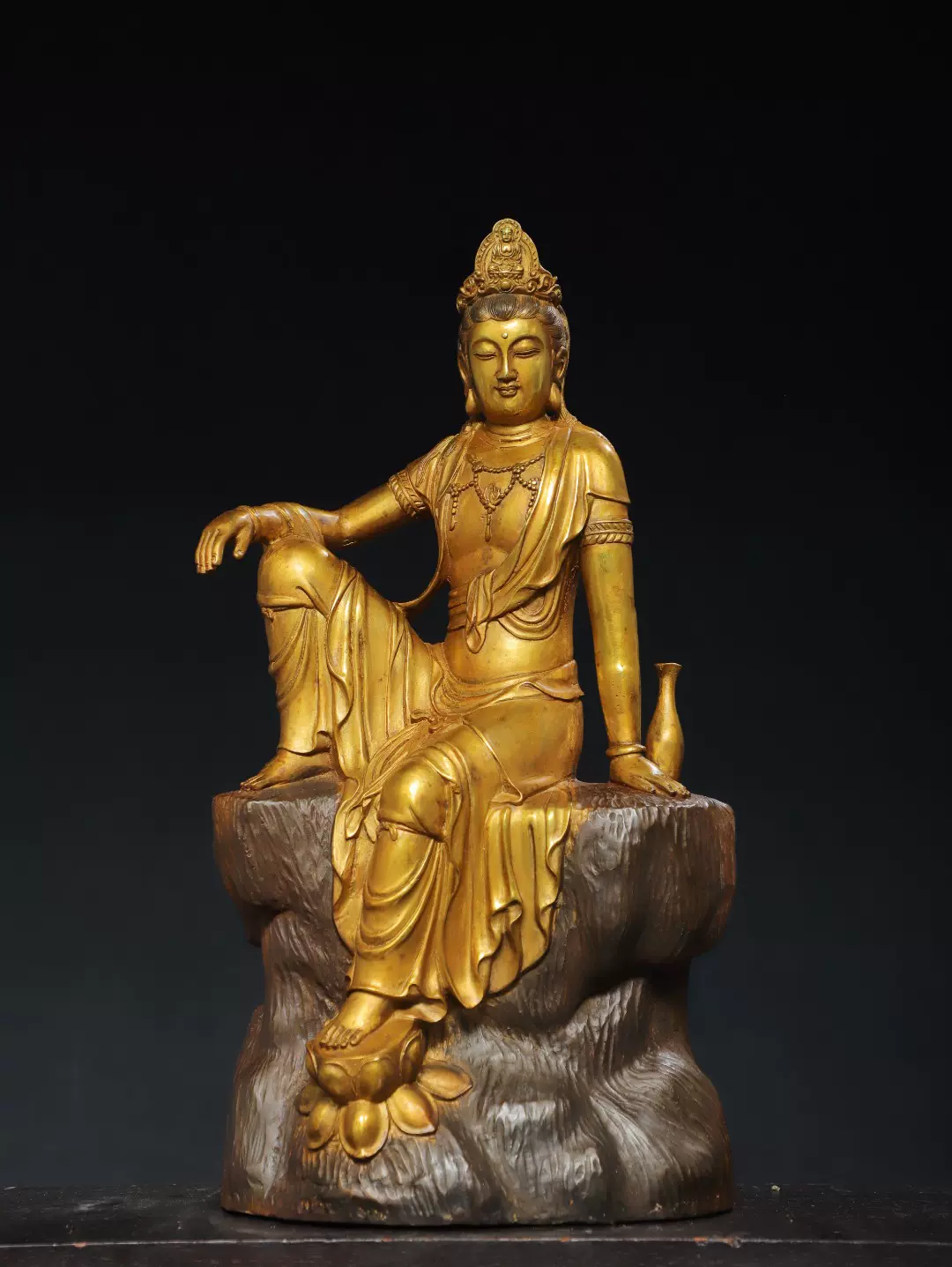 独特收藏老件纯紫铜雕花鎏金花开锦绣双鱼双耳香炉摆件重2320克