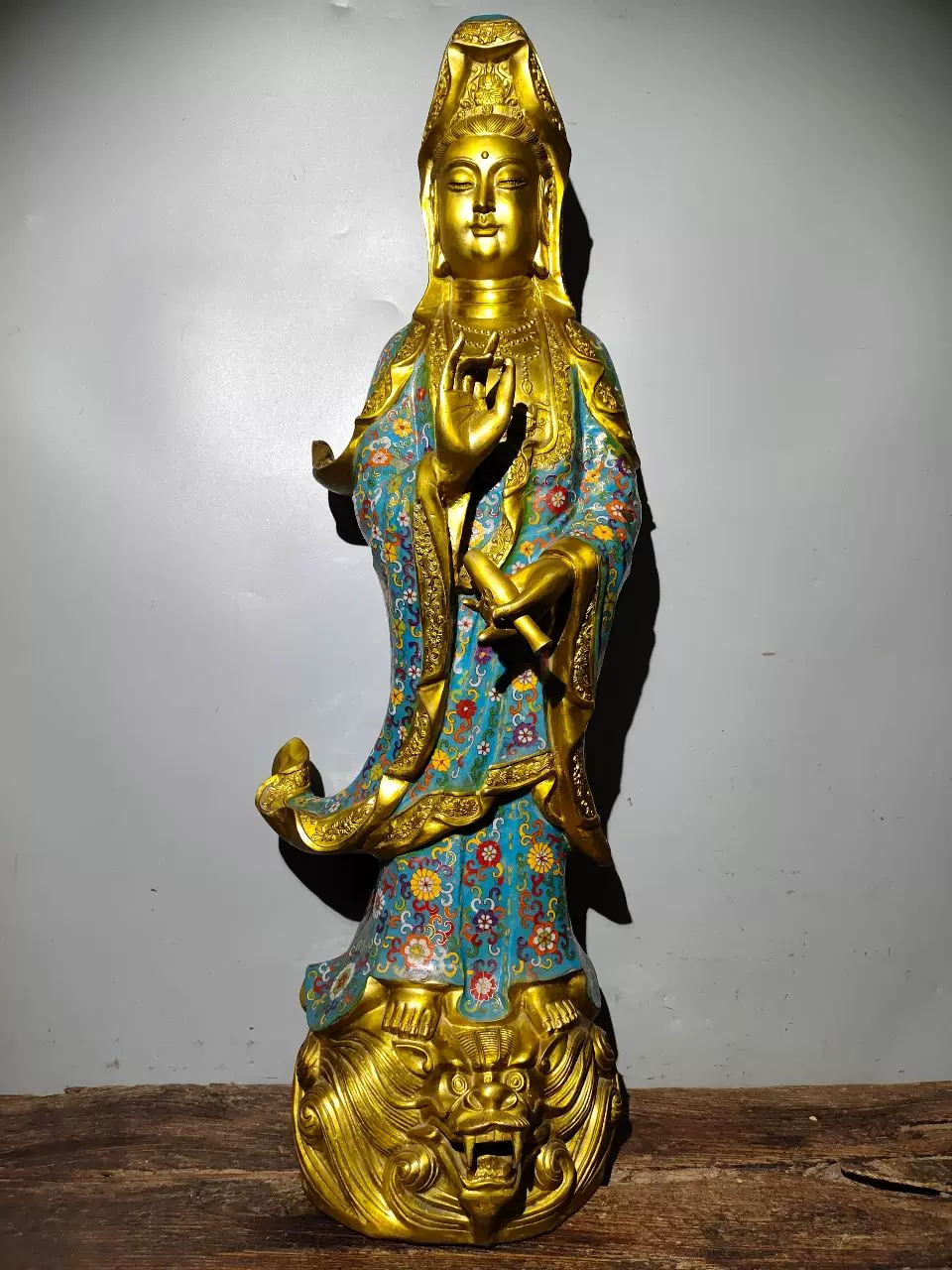 篮地琺瑯観音瓶 現代工芸品 美術品 装飾品 置物 篮地琺瑯観音瓶 現代工芸品 美術品 装飾品 置物 篮地琺瑯観音瓶