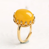 The promise of exquisite products | Second Generation Beeswax Ring, Chicken Fat Yellow Old Amber And Blood Inlaid With 18k Gold Ethnic Style Accessories Live