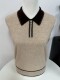 Shopping mall 100 pure wool simple mother's knitted sweater middle-aged and elderly loose lapel top bottoming shirt for women
