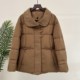Winter new warm and thickened mother's down jacket solid color coat middle-aged and elderly loose lapel white duck down top
