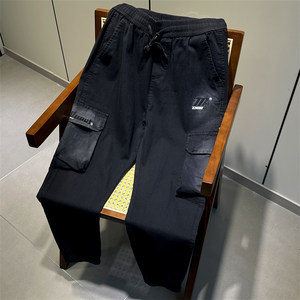 
Summer men's feet tied work pants Youth trousers Loose trendy brand men's trousers Slim multi-pocket sports pants