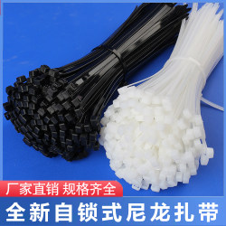Nylon Cable Ties Plastic Tensioner Strong Cable Ties 4*200 Cable Ties Fixed Binding Straps Black and White