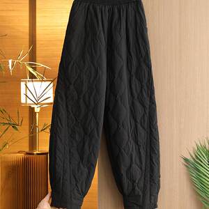
Black cotton pants for women 2025 new outer wear winter thickened duck down old northeast wind cold-proof warm light luxury down pants