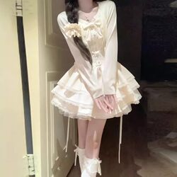 French-Style Sweet and Unique Super Pretty Cardigan Jacket and Puffy Cake Dress Two-Piece Set for Petite Women to Wear in Spring