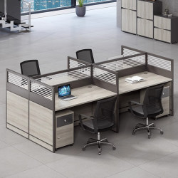 Modern Minimalist Office Desk Staff Workstation Cubicle Screen Partition Office Desk and Chair Set Four-Person Workstation