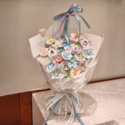 Jingdezhen Ceramic Bouquet Finished Product Birthday Gift Bouquet Preserved Flowers for Girls, Best Friends, Wives, Practical and High-End