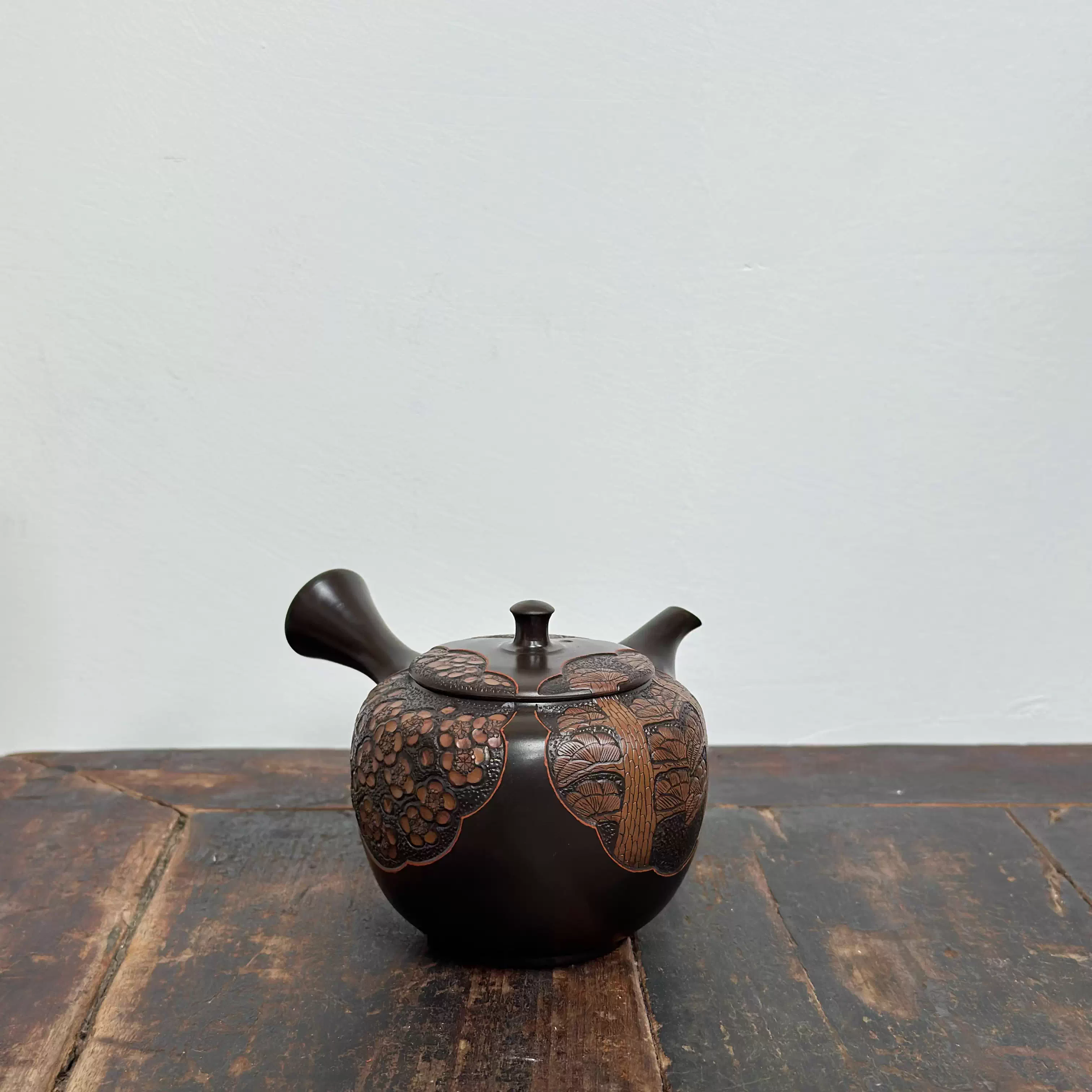 日本手工常滑燒朱泥茶壺TOKONAME甚秋陶苑九宮壺寒雨扁壺伊藤成二