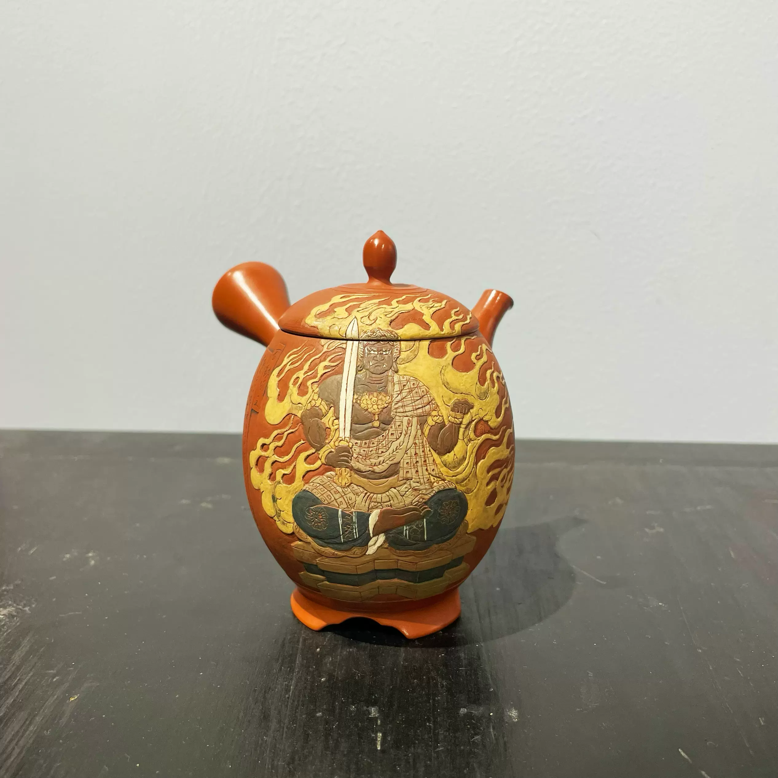 馬九行之 常滑焼 吉川壺堂 共箱 朱泥 急須 横手 中国 茶道具 東屋 急須