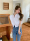 French sleeveless white shirt for women in summer new high-end design niche loose temperament waist-hugging short top