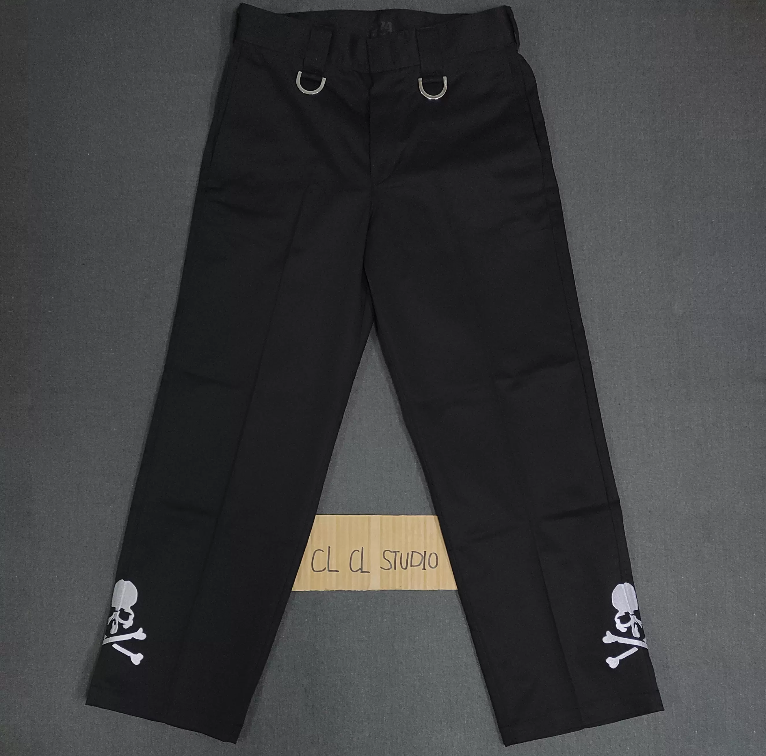 現貨mastermind JAPAN MMJ x Dickies聯名暗紋刺繡骷髏休閒長褲-Taobao