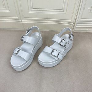 
Lady Shoes foreign trade original single women's shoes genuine leather fashion round toe solid color thick bottom belt buckle new fashion sandals