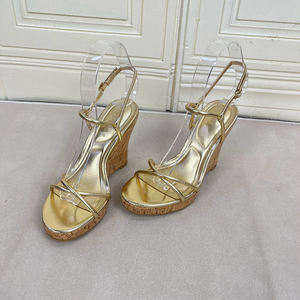 
Foreign trade original single women's shoes new fashionable thick-soled heel round toe solid color cross string one-button fashion sandals