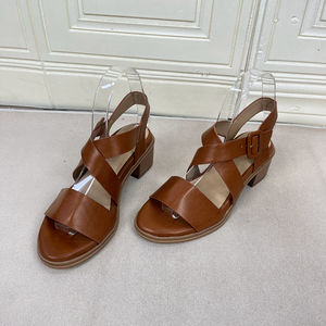 
Lady Shoes foreign trade original women's shoes new fashion round toe solid color thick heel one-word buckle versatile fashion sandals