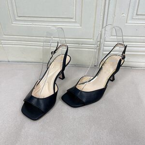 
Lady Shoes foreign trade original women's shoes new fashion square toe solid color stiletto heel shallow mouth one-word buckle fashion sandals