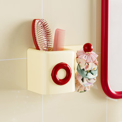 Bathroom Mirror Wall-Mounted Storage Rack Hair Accessories Hair Tie Small Hanger 2025 New Creative Comb Storage Tube