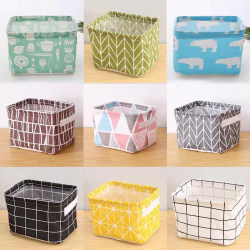 Desktop Storage Box Foldable Cotton and Linen Fabric Storage Basket Desktop Waterproof Storage Basket Cloth Underwear Storage Box
