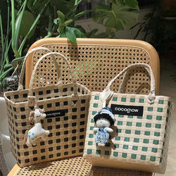 Iins Internet Celebrity 2024 New Summer Handmade Woven Bag Women's Handbag Holiday Casual Basket Bag Children's Bag