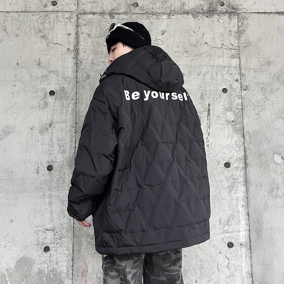 DPX winter diamond -shaped grid hooded down jacket Men's tide 90 white duck velvet couple light sports casual large size jacket