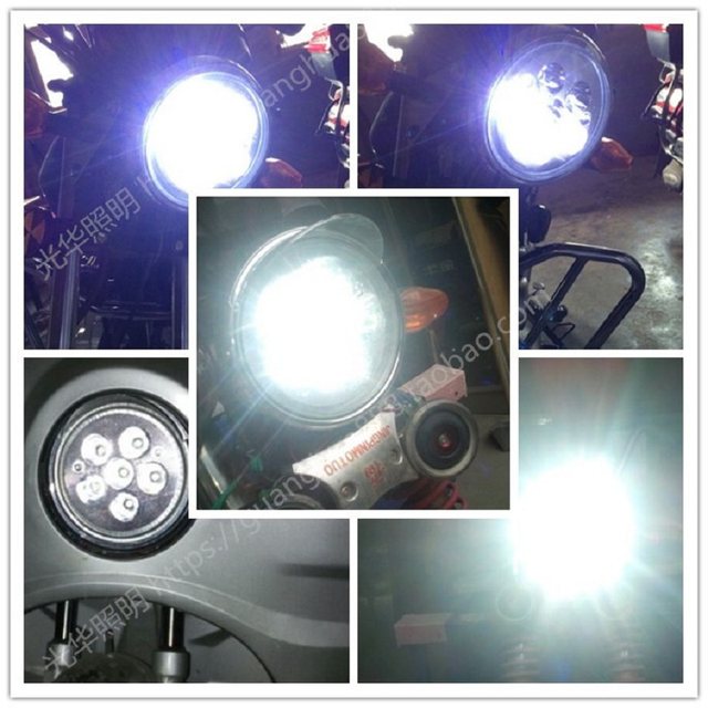 Super bright 125 motorcycle Prince LED light round electric tricycle ...