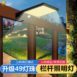 Solar-Powered Outdoor Garden Wall Light with Motion Sensor, Automatic On/Off, Human Body Sensing, Strap for Railing/Balcony, Home Use, No Drilling Required