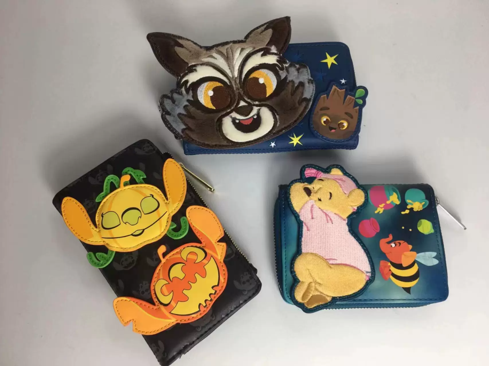 外贸卡通迪乐园小熊幽灵南瓜零钱包立体可爱多卡位钱夹