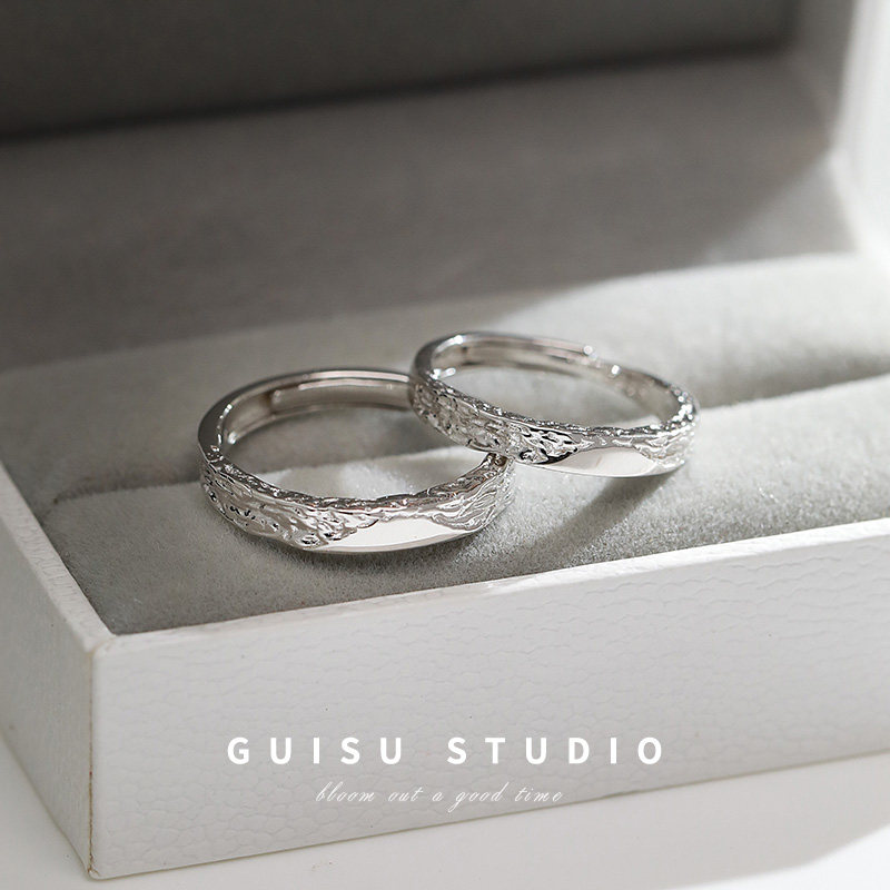 GUI SU SWEET ECLIPSE GLACIER 틈새 디자인 커플 반지 999  반지 한 쌍 맞춤 조각 선물-