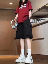 Plus Size 150kg Black Ice Silk Quick-Drying Work Shorts for Women, Summer High-Waisted Slimming Sports Casual Knee-Length Shorts