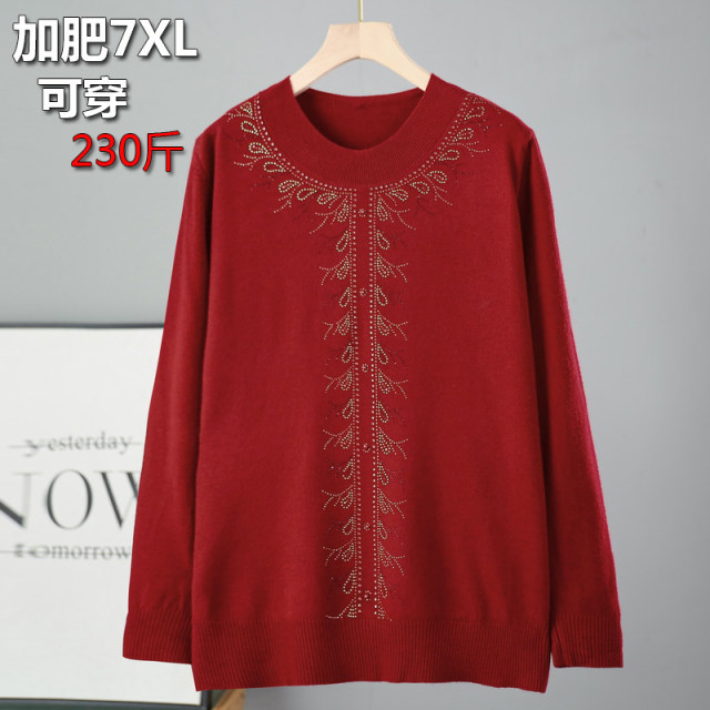 Mom's spring sweater base shirt plus fat plus size knitted shirt middle-aged and elderly women's clothing old men's fashionable tops
