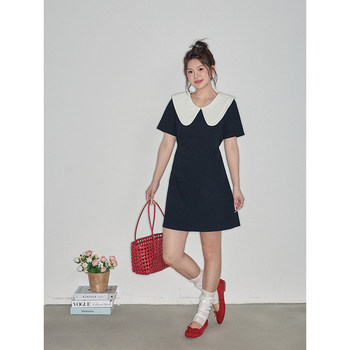 Xia Dada is so sweet and desperate. The doll collar A-line 2025 summer new slightly fat mm waist-hugging dress