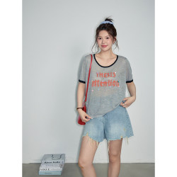 Xia Dada is simply not easy to wear! Ripped raw edges 2025 new summer style slightly fat mm slim denim shorts